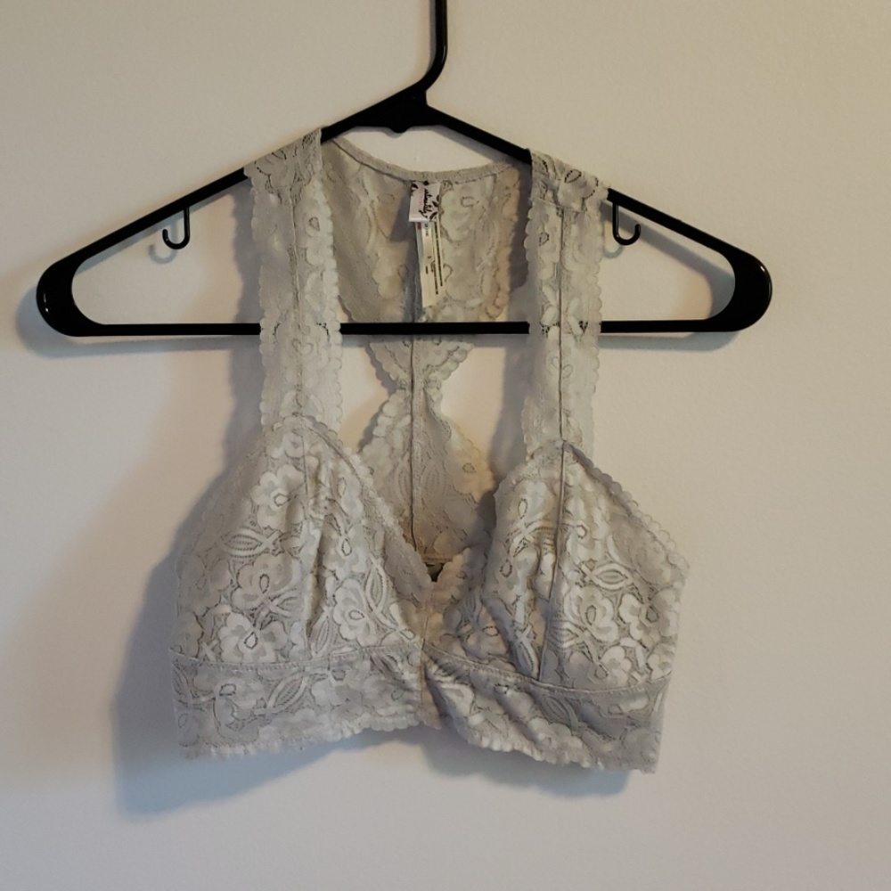 Free people Silver lace bralette NWOT